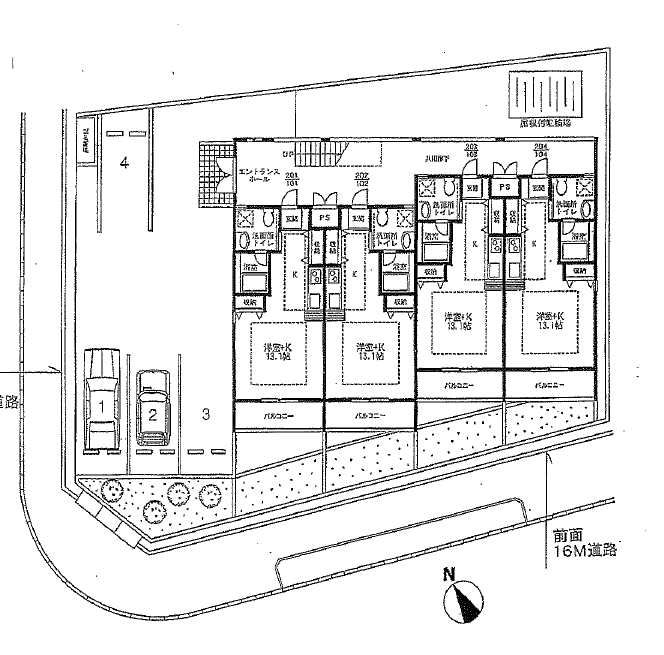 レストハウス駐車場の駐車配置図