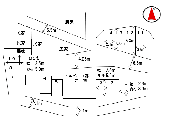 メルベーユ郡モータープールの駐車配置図