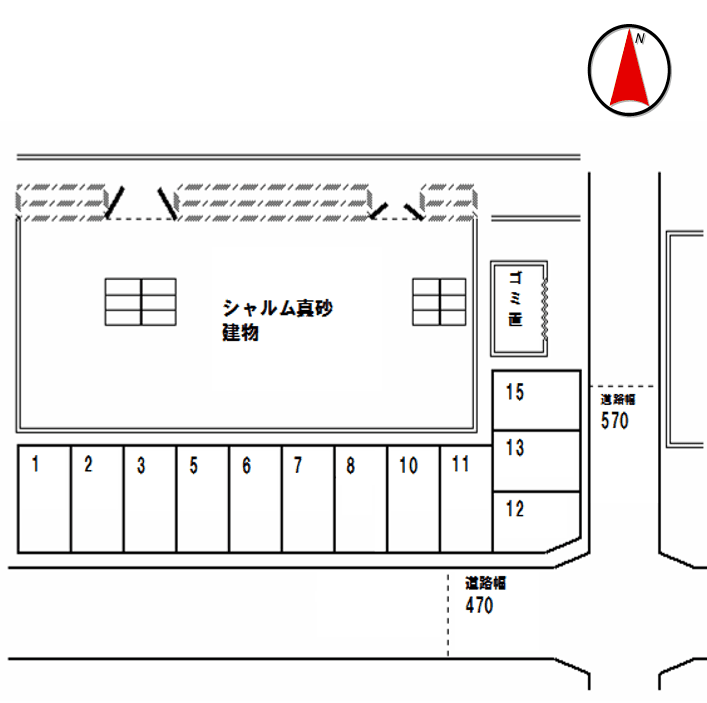シャルム真砂モータープールの駐車配置図