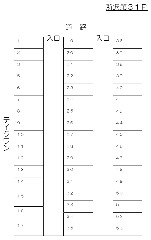 所沢第３１Ｐの駐車配置図