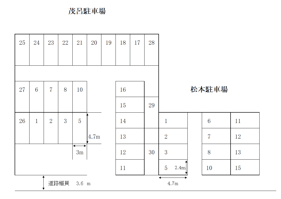 松本駐車場（中根）の駐車配置図