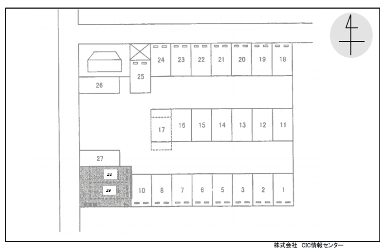 西１丁目駐車場の駐車配置図