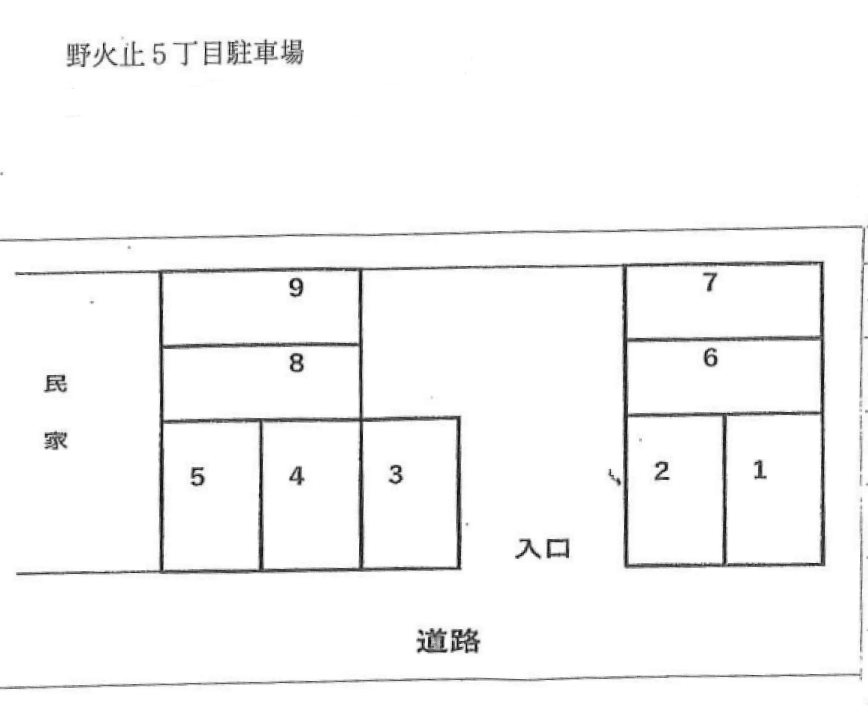 野火止５丁目駐車場の駐車配置図