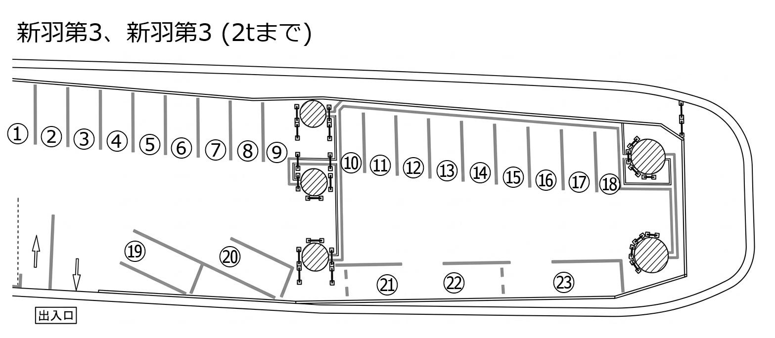 【TD】新羽第3駐車場の駐車配置図