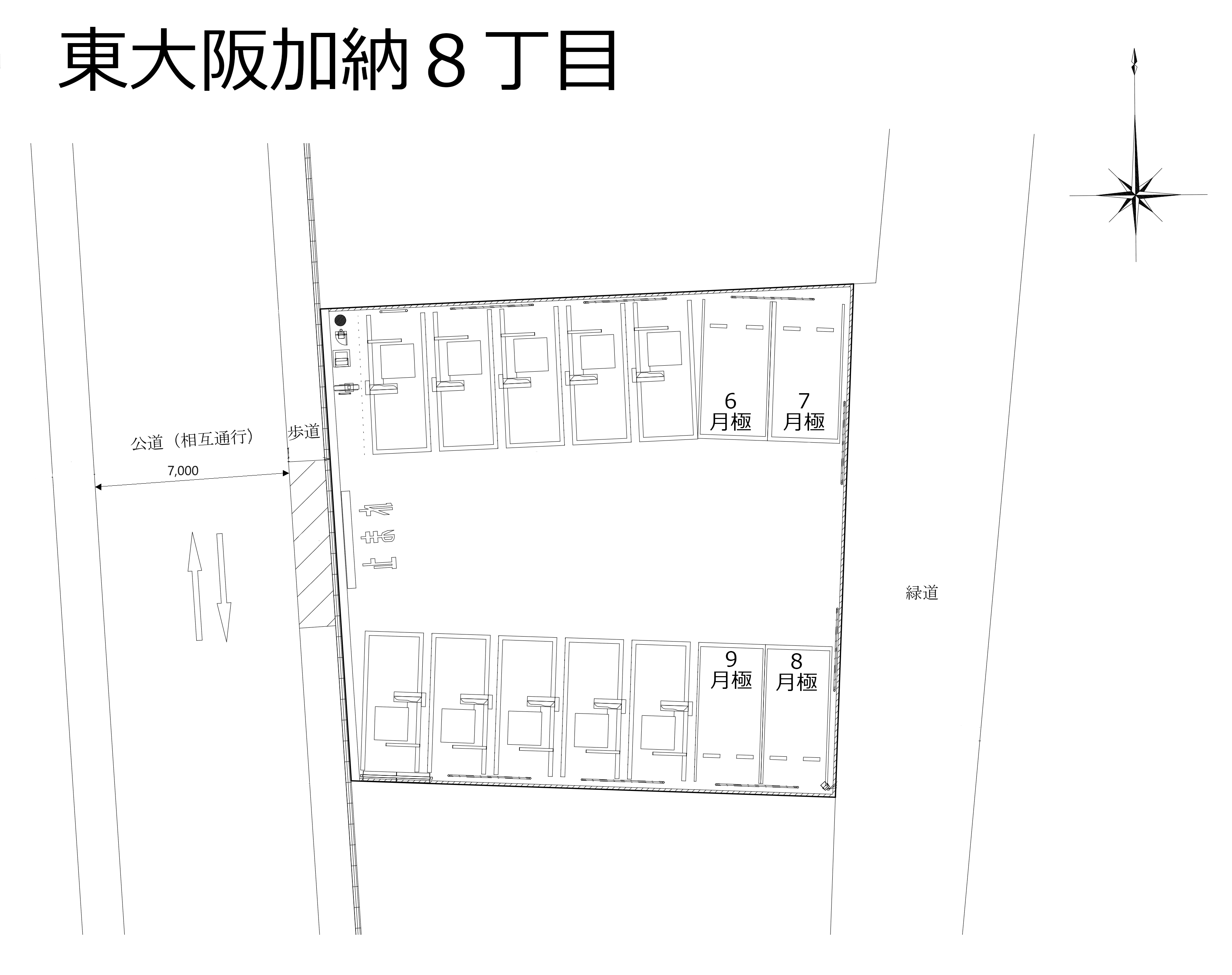 東大阪加納８丁目の駐車配置図