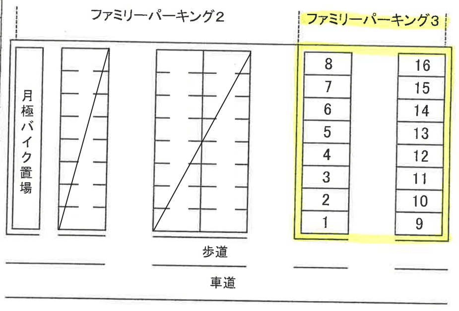 ファミリーパーキング３の駐車配置図
