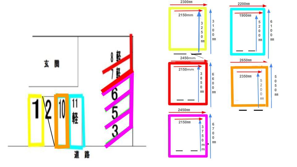 新鞍駐車場の駐車配置図