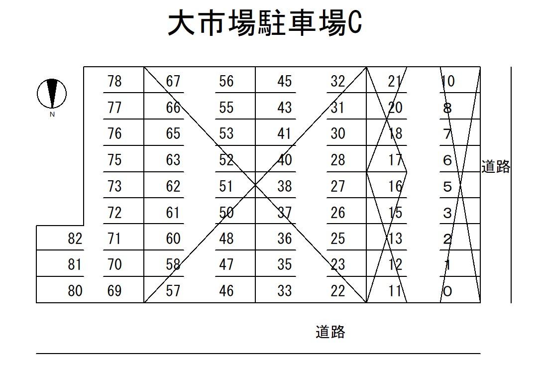 大市場駐車場Cの駐車配置図