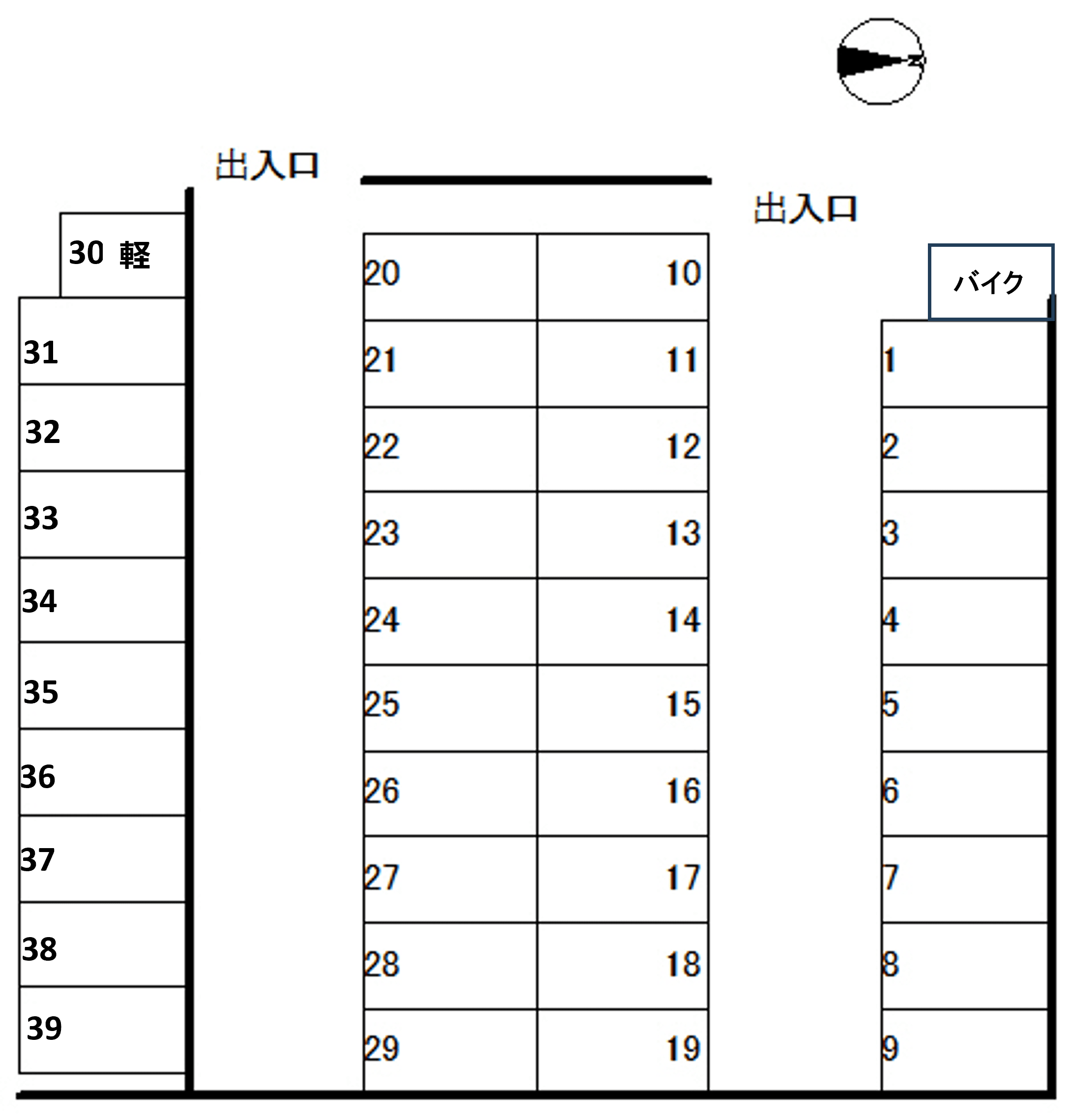 久留米39パーキングの駐車配置図