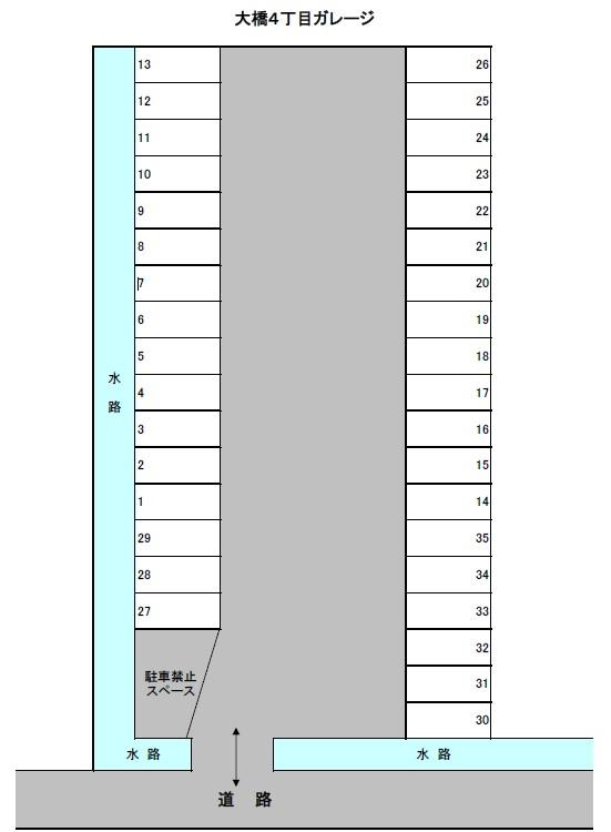 大橋４丁目ガレージの駐車配置図