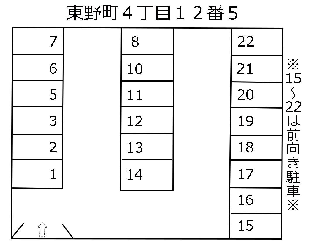 東野町４丁目１２番５の駐車配置図