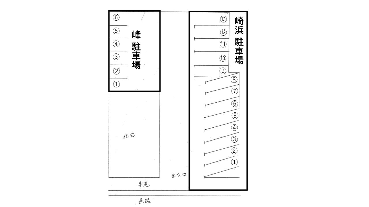 崎浜駐車場の駐車配置図
