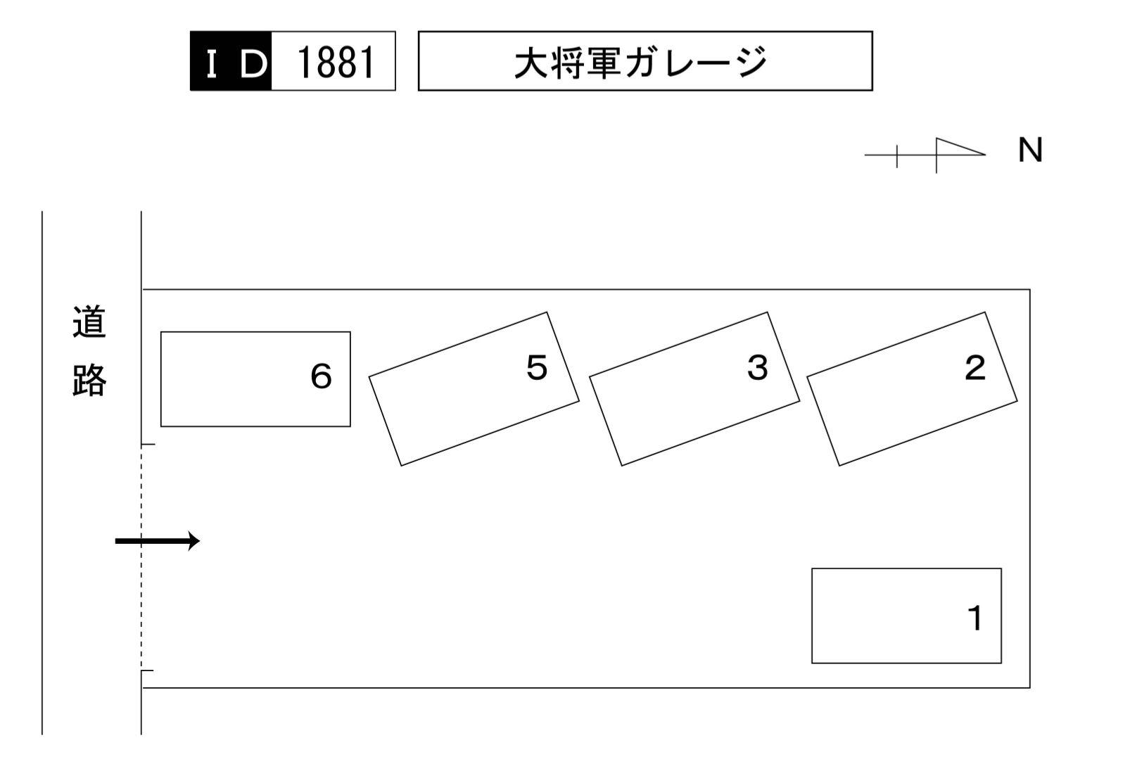 大将軍ガレージの駐車配置図