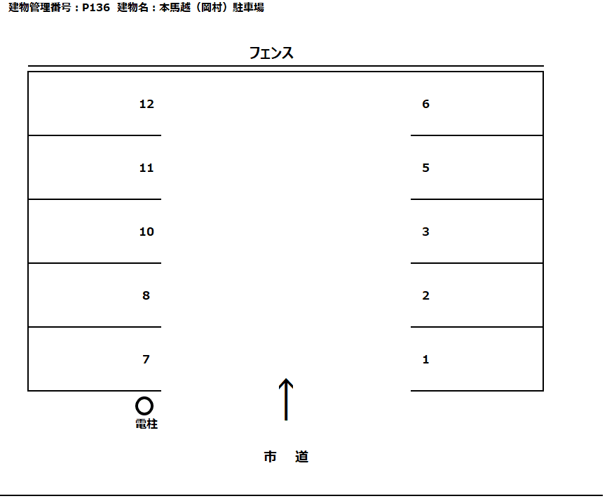 本馬越（岡村）駐車場の駐車配置図