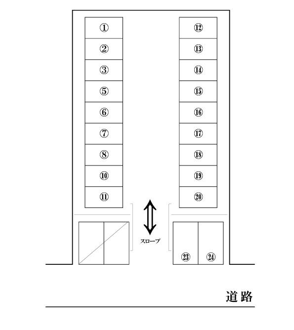 忠生市営前駐車場の駐車配置図