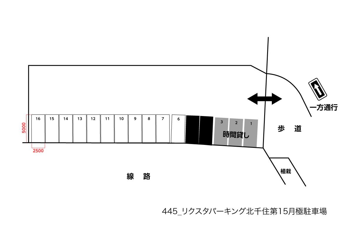 リクスタパーキング北千住第15月極駐車場の駐車配置図