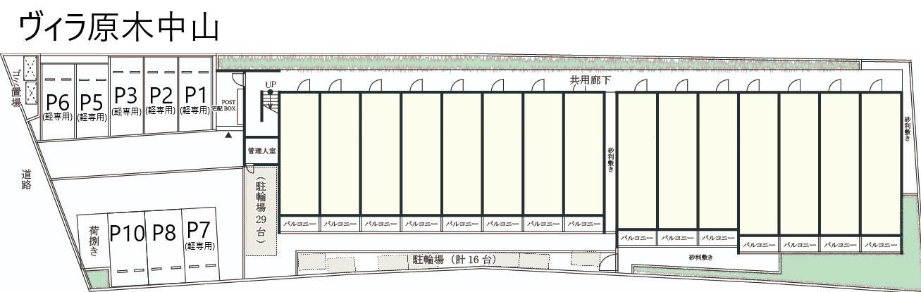 ヴィラ原木中山の駐車配置図