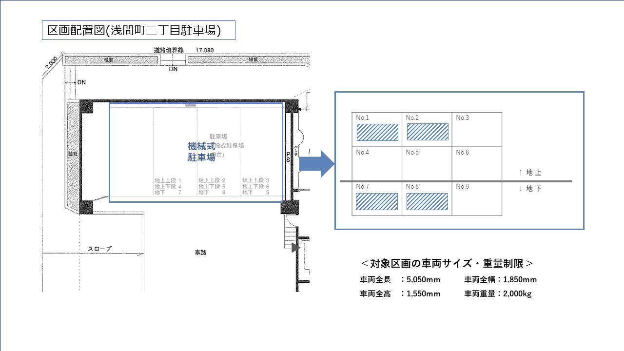 浅間町三丁目駐車場の駐車配置図