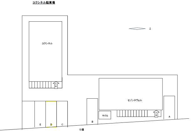 コクシネル・セゾンヌヴェル駐車場の駐車配置図