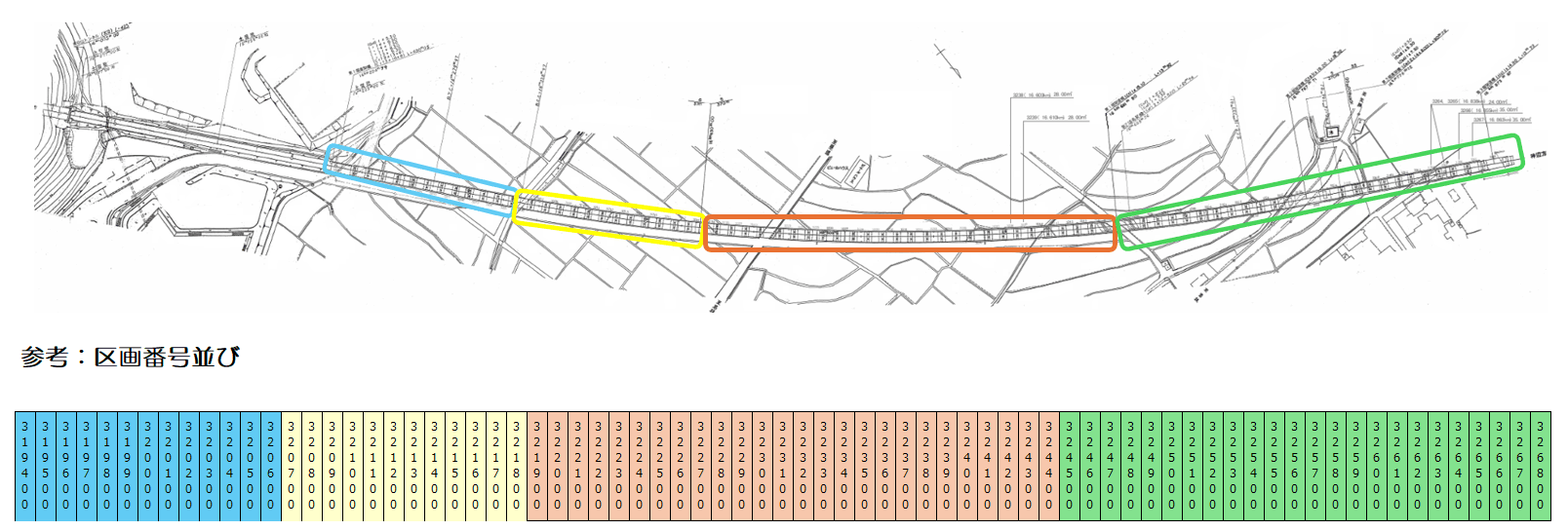 高架下18(3194-3268)の駐車配置図