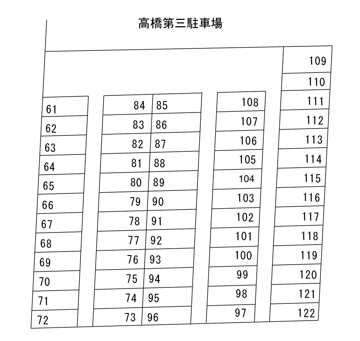 高橋第三駐車場の駐車配置図