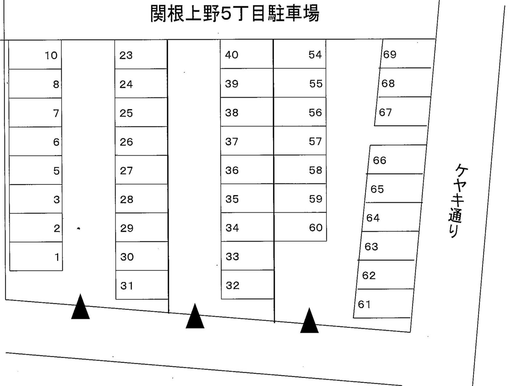 関根上野５丁目駐車場の駐車配置図