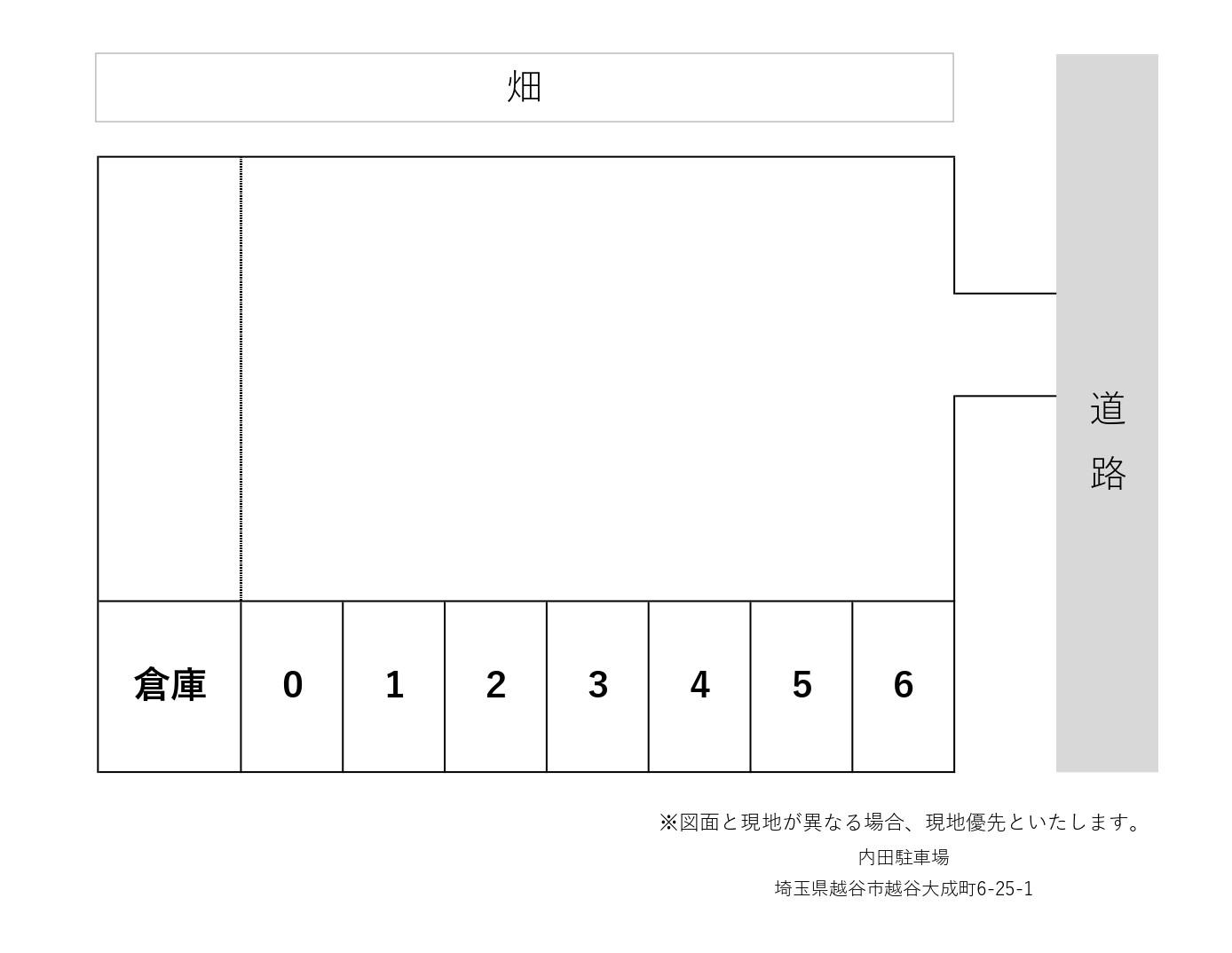 内田駐車場の駐車配置図