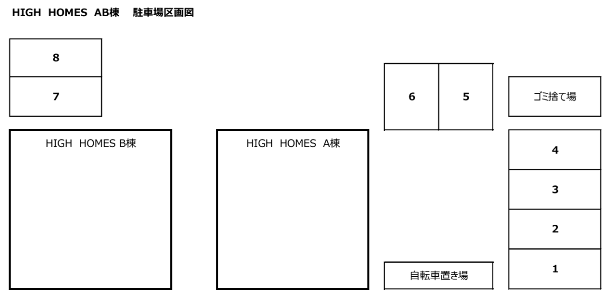 玉県白岡市小久喜１２３（HIGH HOMES）の駐車配置図