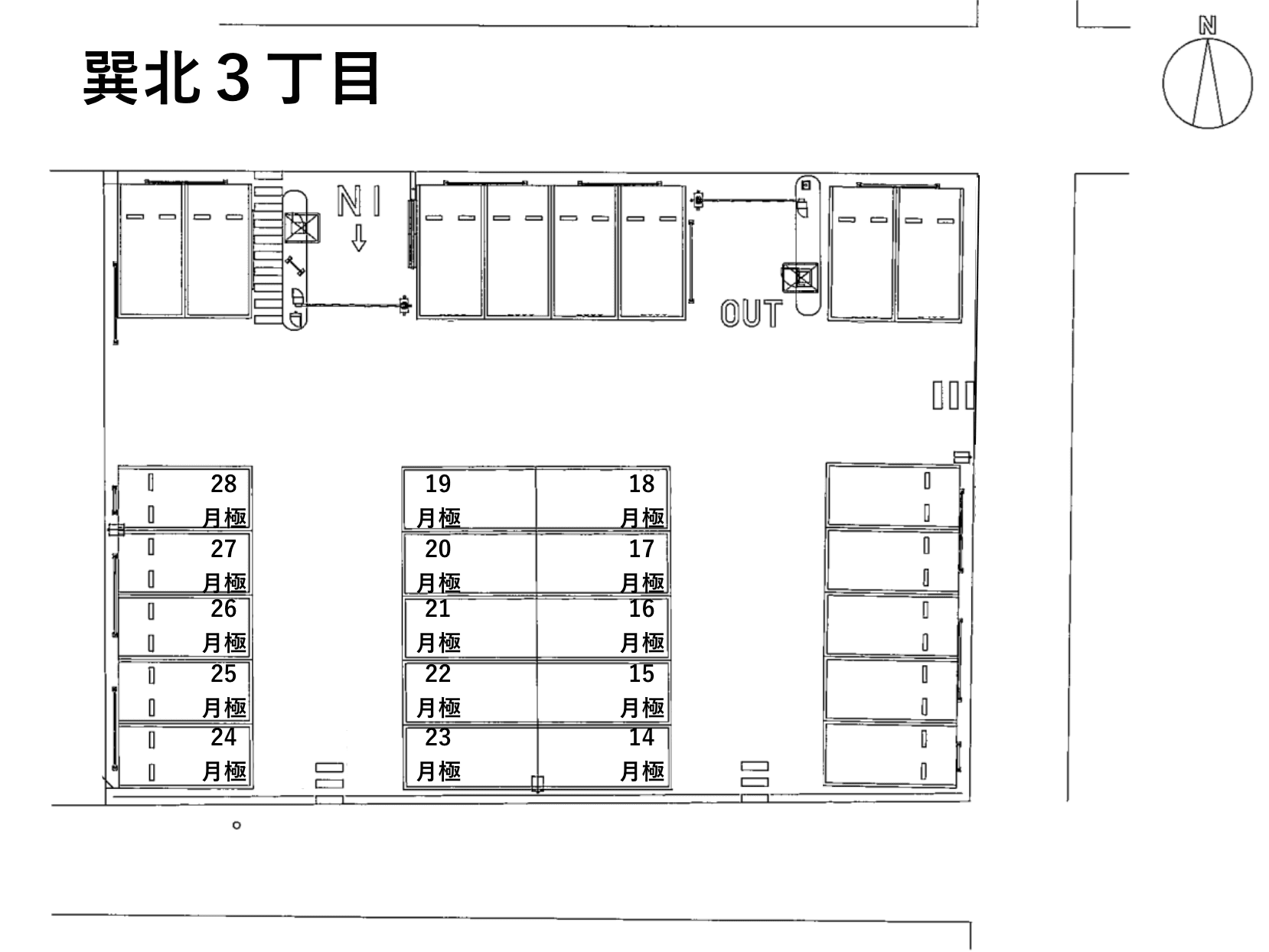 巽北３丁目の駐車配置図
