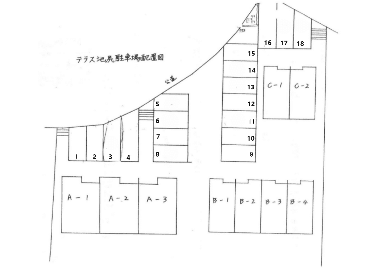 テラス池尻駐車場（入居者専用）の駐車配置図