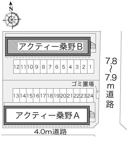 アクティー桑野Ｂ(17617)の駐車配置図