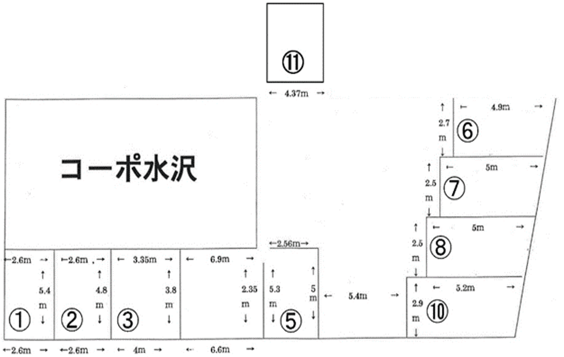 水沢駐車場の駐車配置図