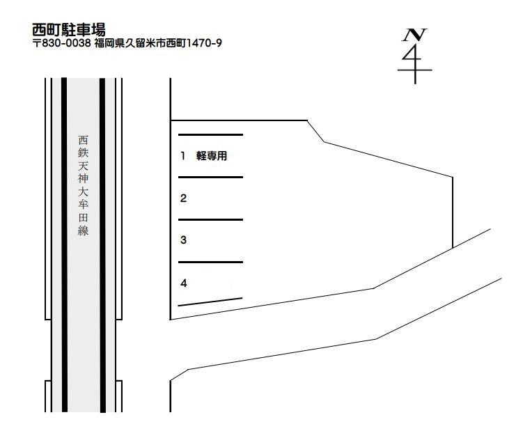 西町駐車場の駐車配置図