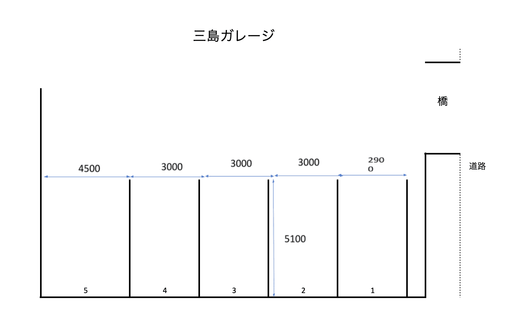 三島ガレージの駐車配置図