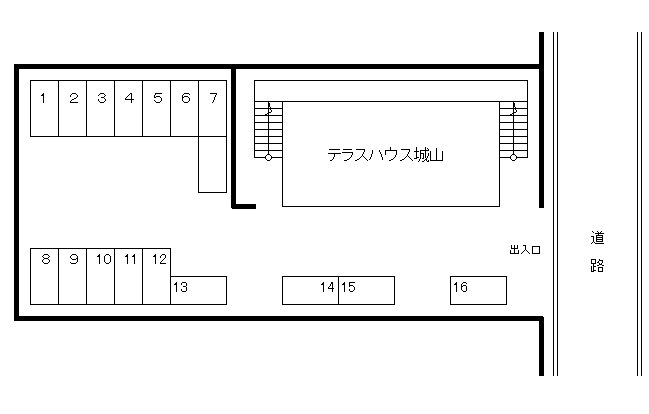 ﾃﾗｽﾊｳｽ城山の駐車配置図
