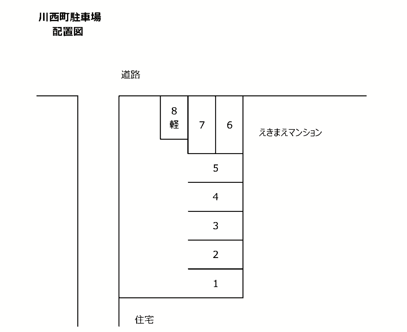 川西町駐車場の駐車配置図