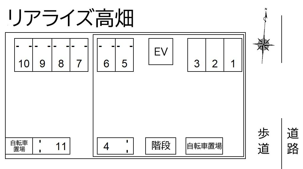 リアライズ高畑の駐車配置図