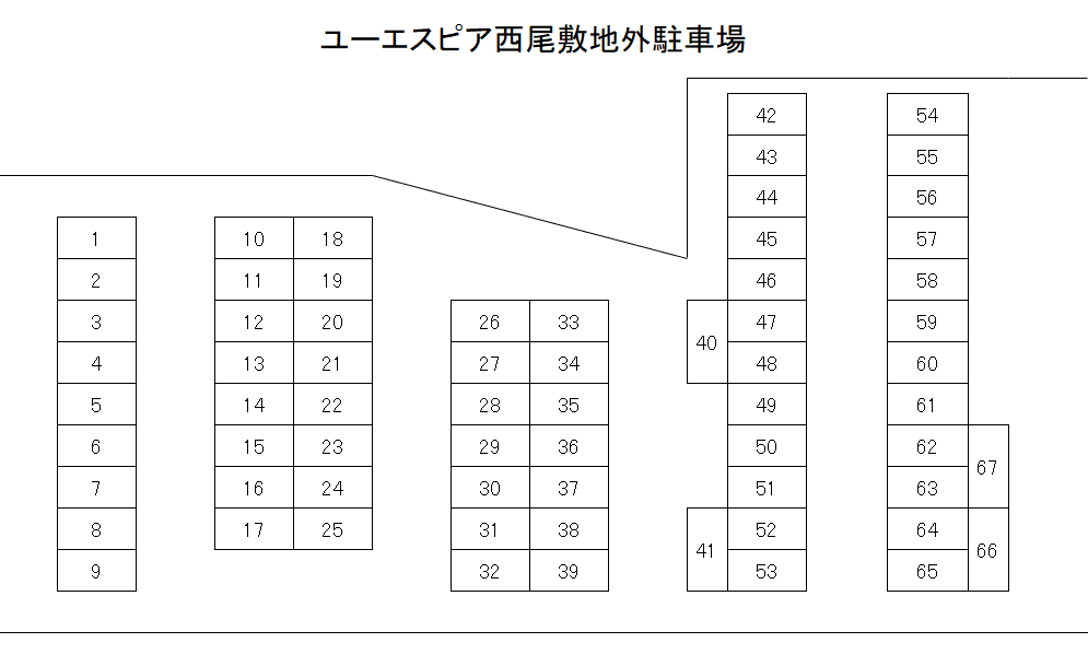 ユーエスピア西尾敷地外駐車場の駐車配置図