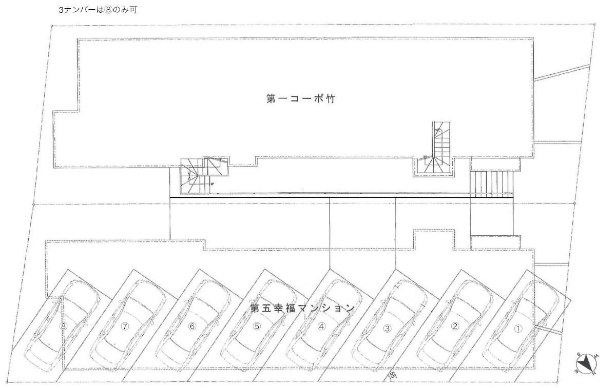 山の手1-1駐車場の駐車配置図