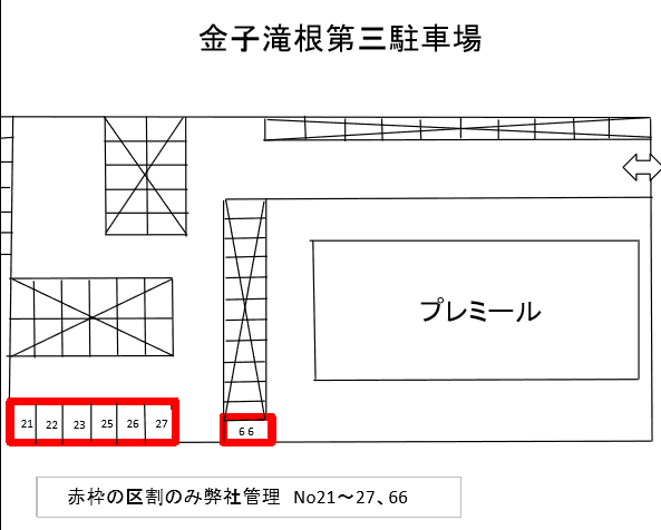 金子滝根第三駐車場の駐車配置図