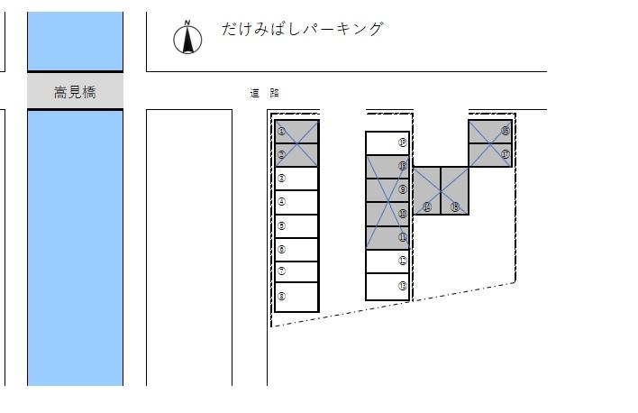 だけみばしパーキングの駐車配置図