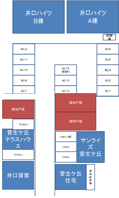 井口ハイツ・菅生ケ丘駐車場の駐車配置図