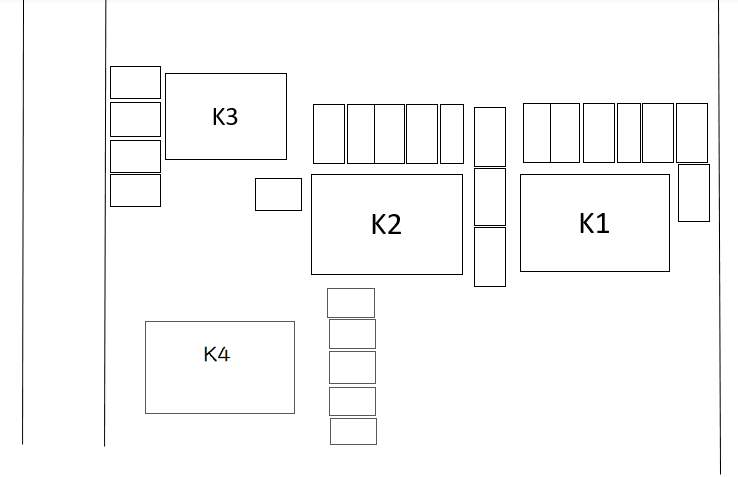 コーポＫ1・Ｋ2・Ｋ3・Ｋ4の駐車配置図