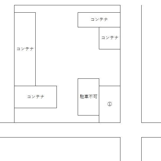 コンテナくん並木元町店駐車場の駐車配置図