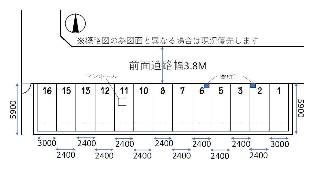 伊田第２モータープールの駐車配置図
