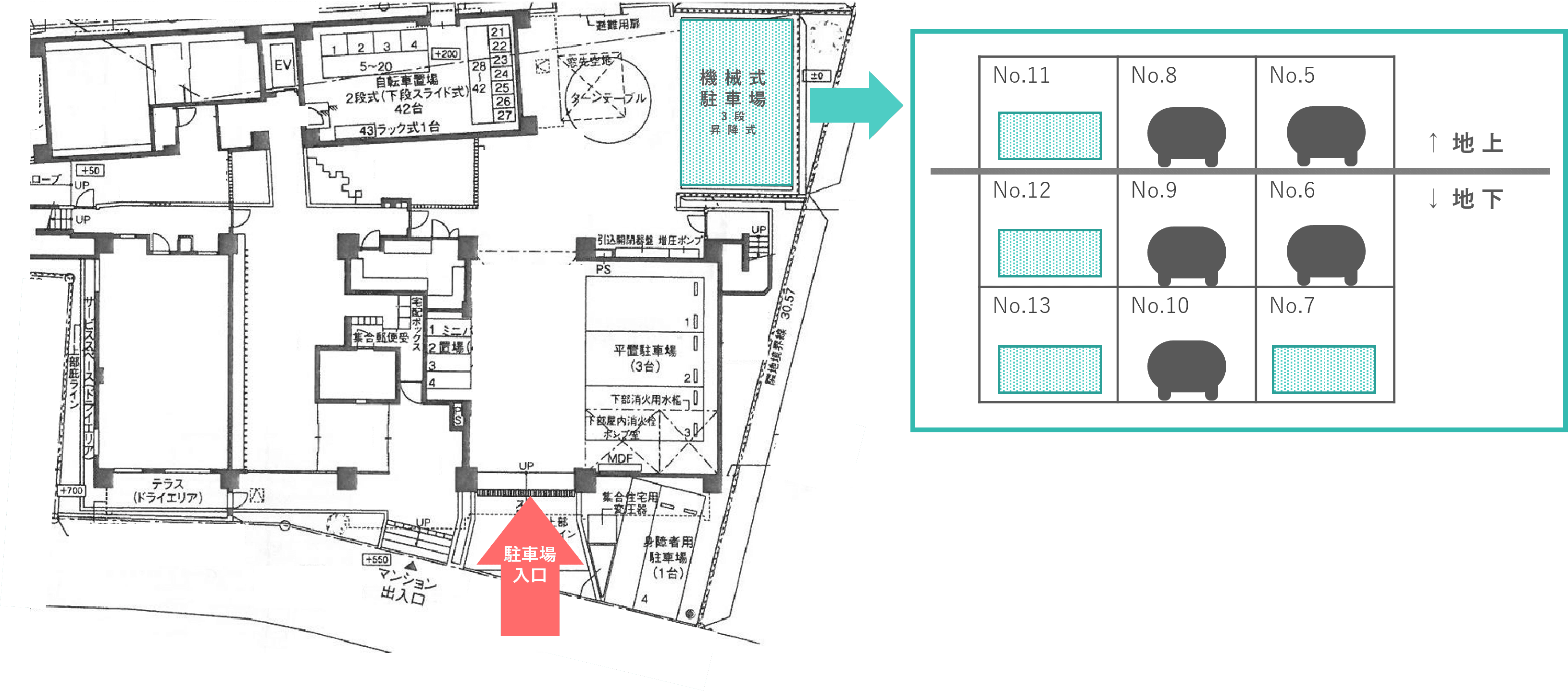 西早稲田１駐車場の駐車配置図