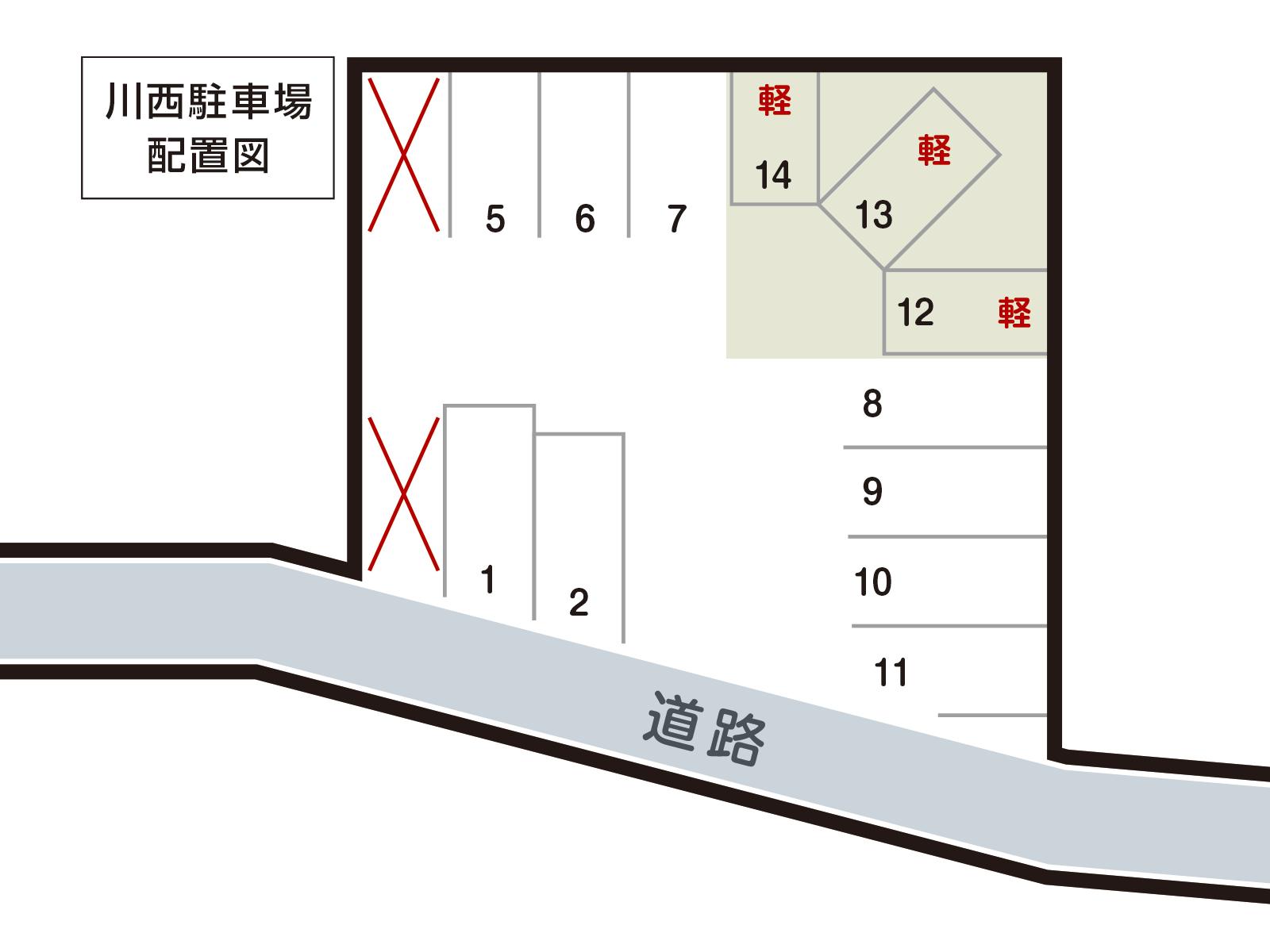 川西駐車場の駐車配置図