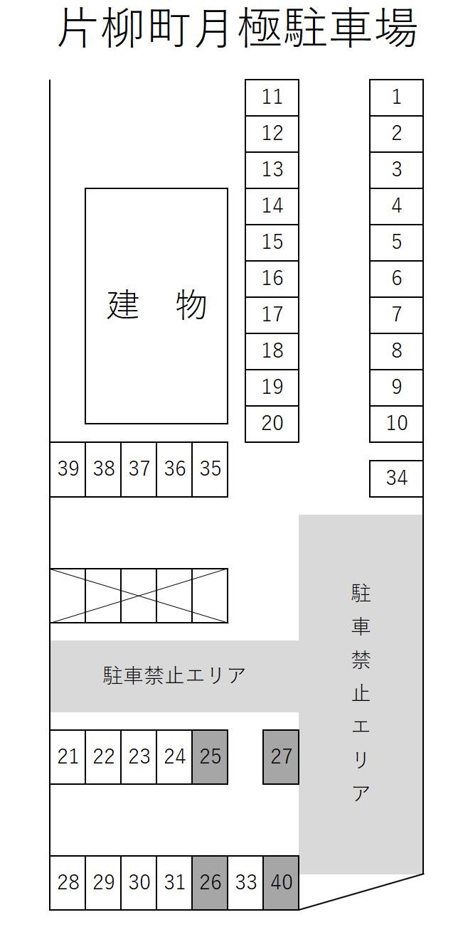 片柳町月極駐車場の駐車配置図