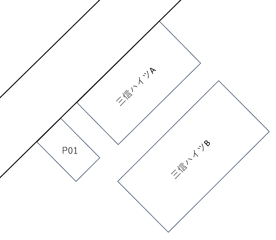 三信ハイツA・Bの駐車配置図