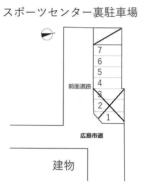 スポーツセンター横駐車場第二の駐車配置図